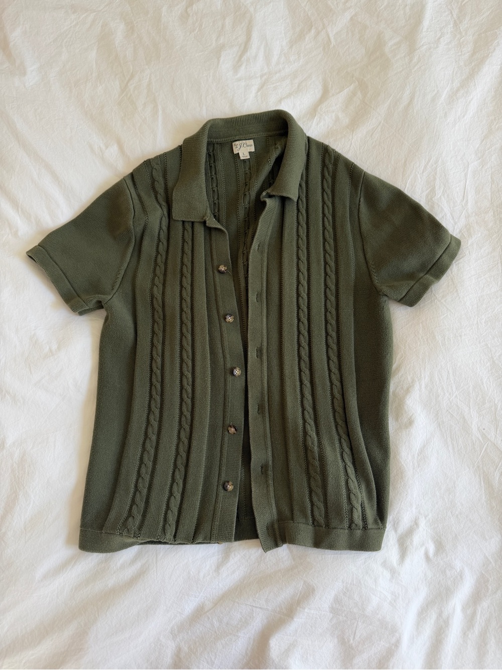 J. Crew Olive Green Short-Sleeve Knit Polo